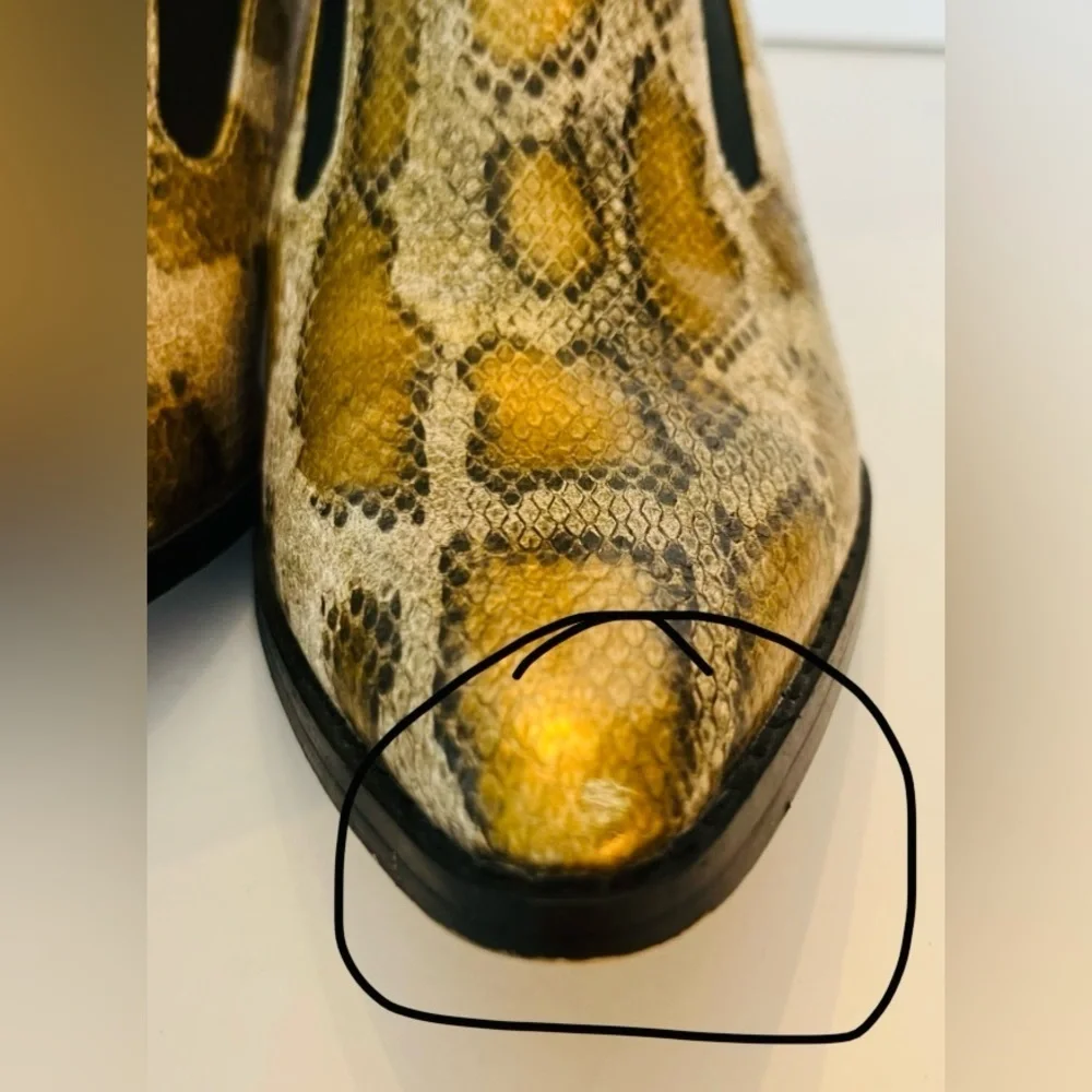 Coconuts by Matisse Women’s Gold Snake-Print Booties Size 6 pointed toe slip on